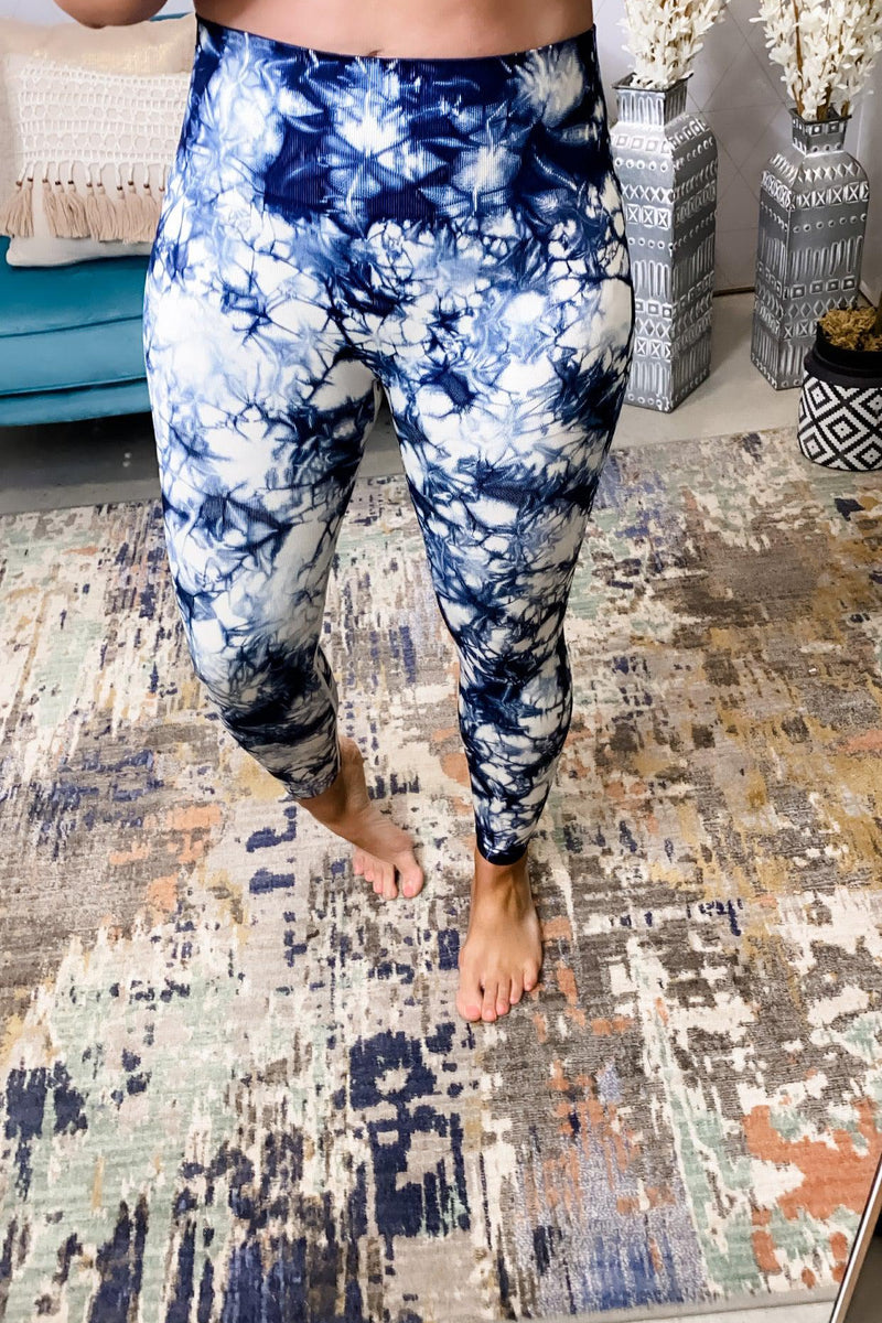 Gave Me Fireworks- Blue & Ivory Tie Dye Leggings – Proverbs Boutique