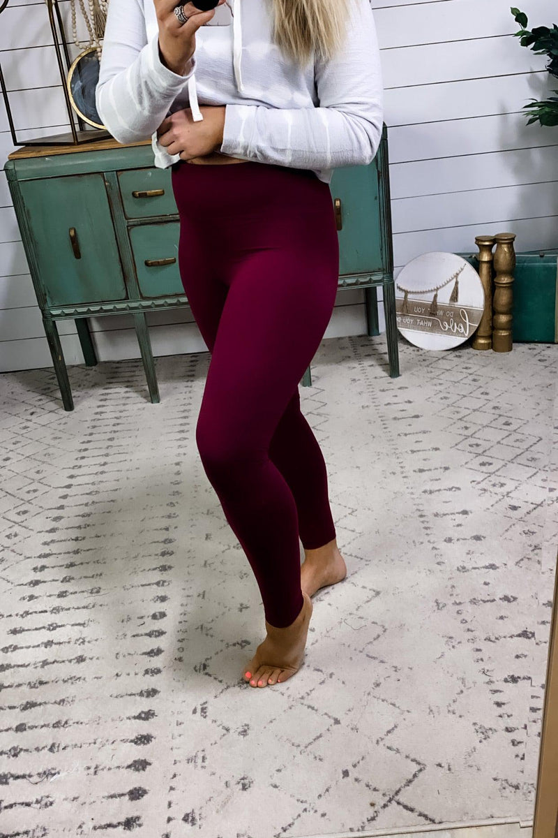 On The Rise- {Burgundy} NO POCKETS Butter Soft Leggings – Proverbs