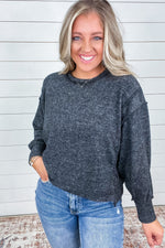 Brushed Hacci Oversized Sweater in Black