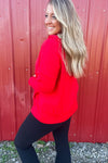 DOORBUSTER - Merry & Bright Button-Up Pullover - Ruby
