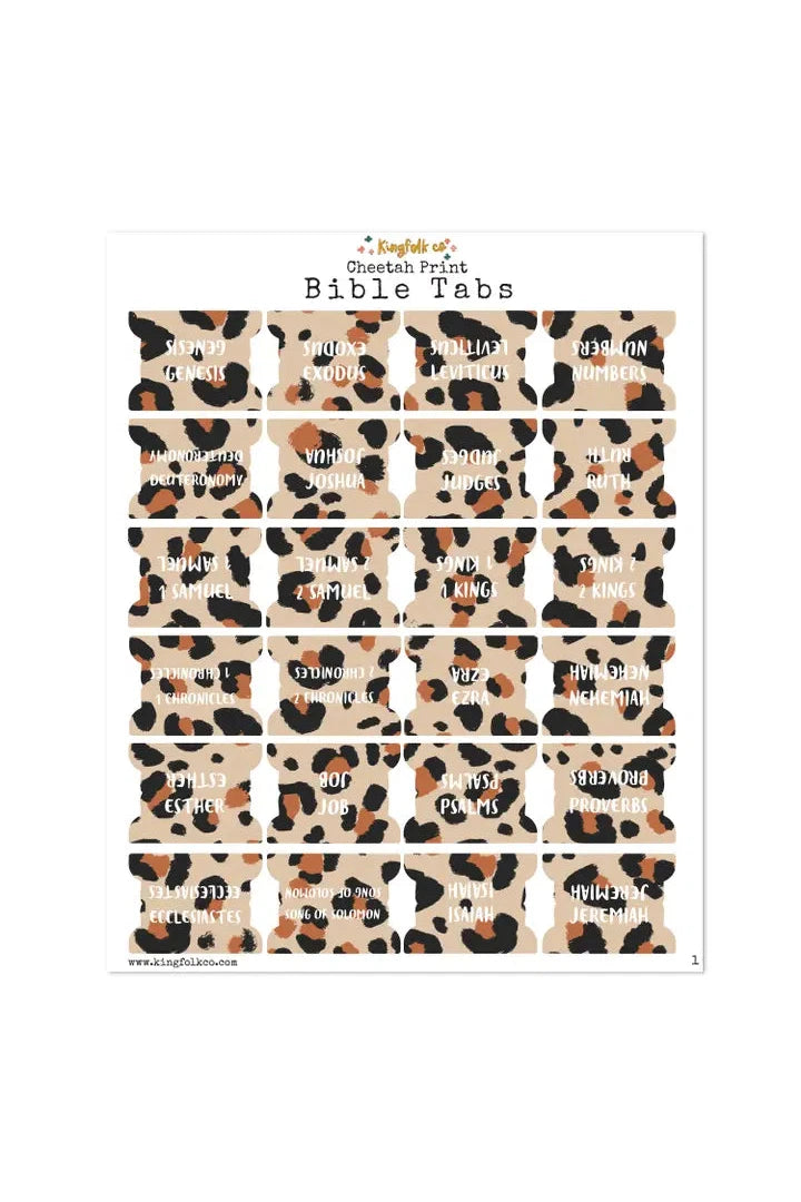 Cheetah Print Bible Tabs Stickers