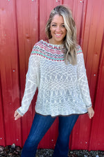 Feeling Festive - Boatneck Oversize Long Sleeve Slub Sweater