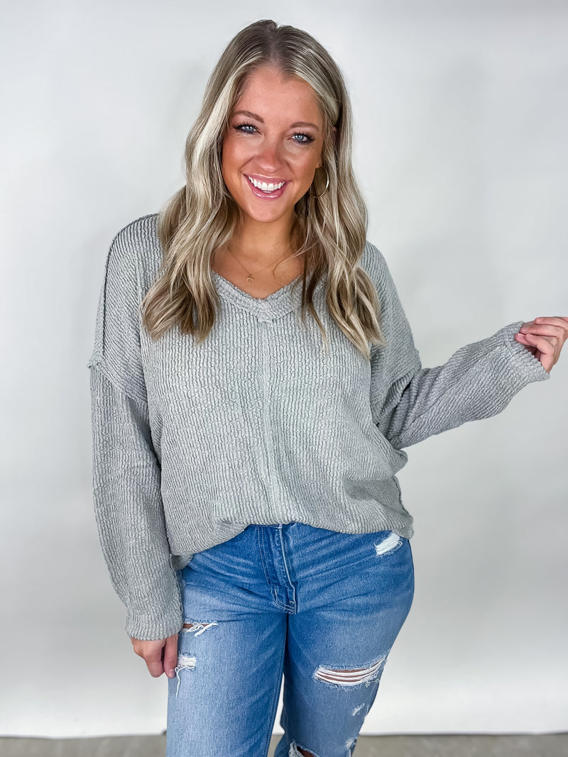 Frosted Cord Sweater - Grey