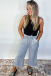 In or Out Wide Leg Cropped Pants in Light Grey