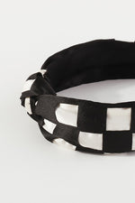 Checkerboard Top Knot Headband - Black & White