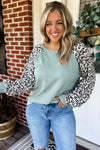 Wild & Cozy Waffle Top - Sage