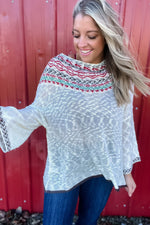 Feeling Festive - Boatneck Oversize Long Sleeve Slub Sweater