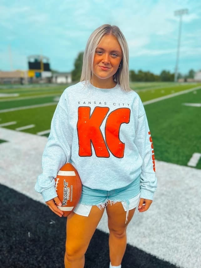 KC Football Crewneck - Sand or Ash