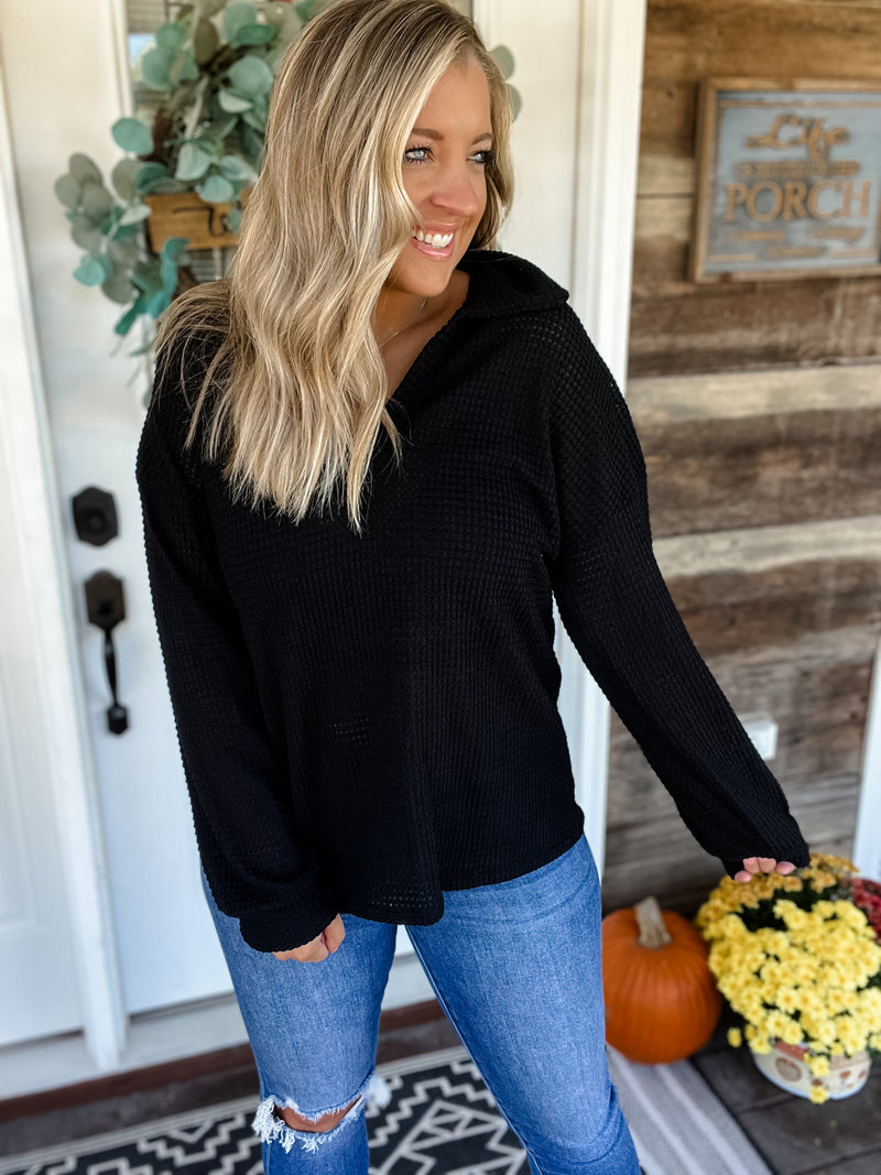 Puff Perfect Waffle Top - Black