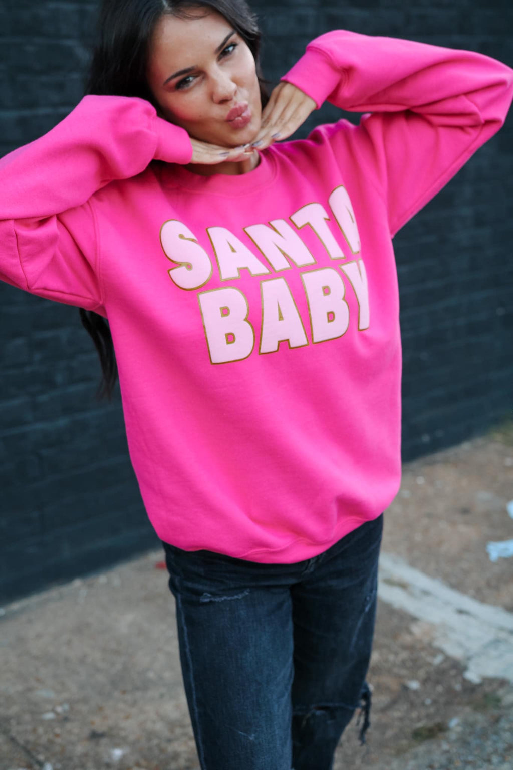 Santa Baby - Pink with Gold trim
