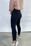High Waisted Solid Knit Leggings - Black