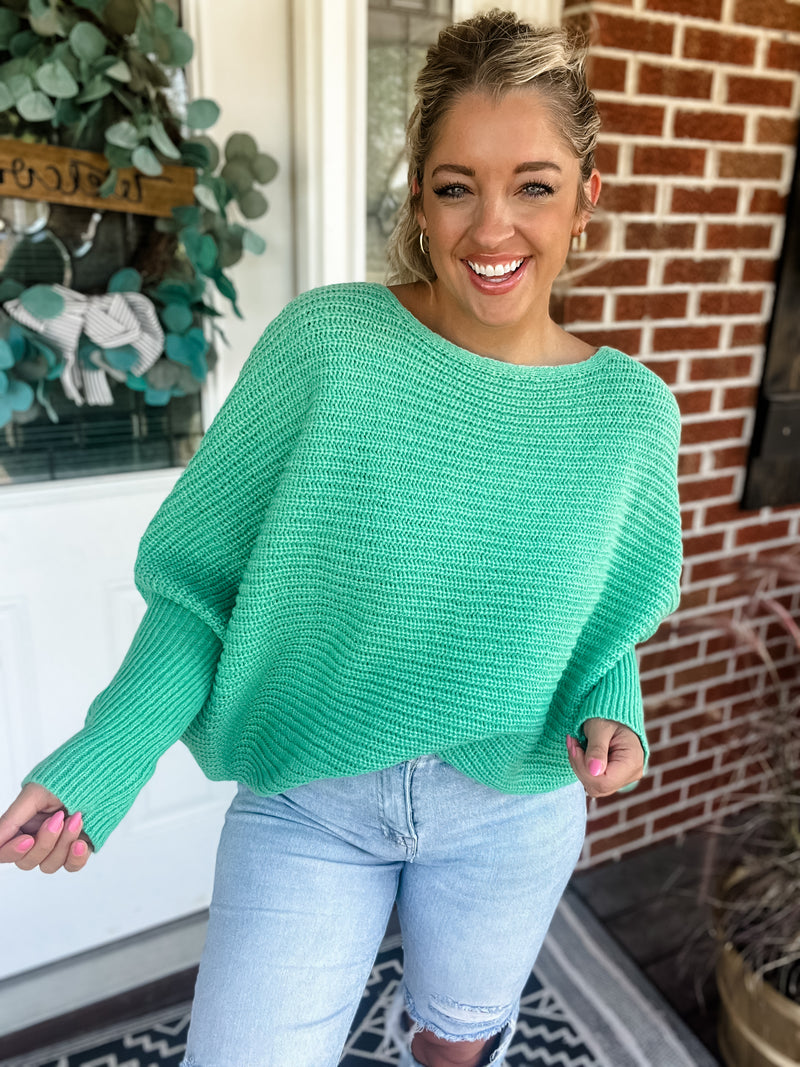 Evergreen Cozy Dolman Sweater - Green