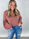 Cedar Wood Two Tone Otto Ribbed V-Neck Oversized Knit Top