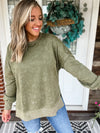 Cozy Vibes Oversized Sweatshirt - Olive