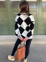 PREORDER: Contrast Trim Cardigan in Black Checkers