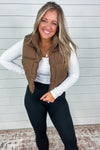 Quilted Cropped Puffer Vest - Cocoa
