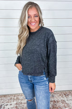 Brushed Hacci Oversized Sweater in Black