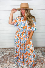 Floral Print Wrap Belted Maxi Dress