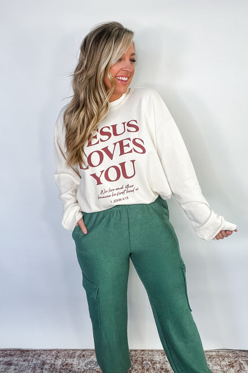 Jesus Loves You - Washed Cream