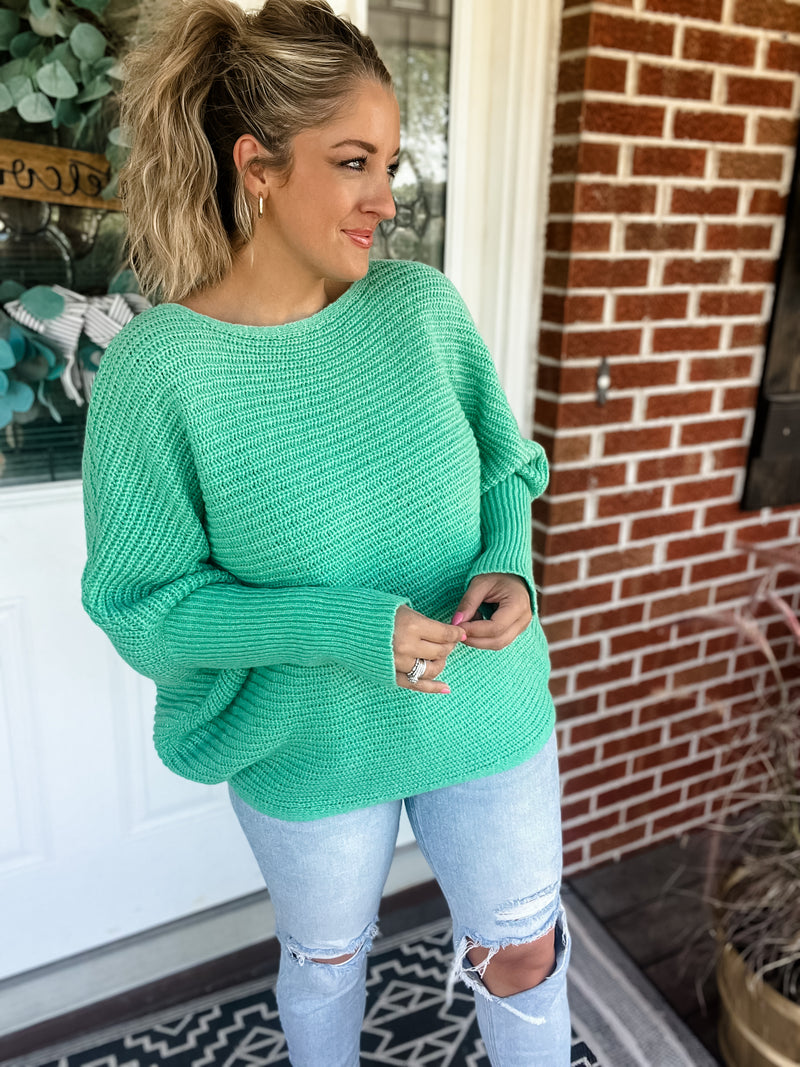 Evergreen Cozy Dolman Sweater - Green