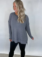 Winter Wonder Waffle Top - Charcoal