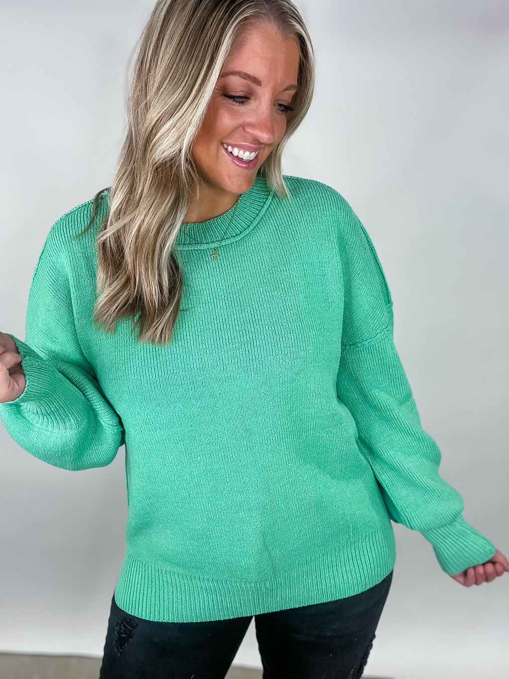 Jade Oversized Basic Solid Sweater Knit Top