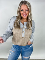 Cotton French Terry Knit - Gray & Beige