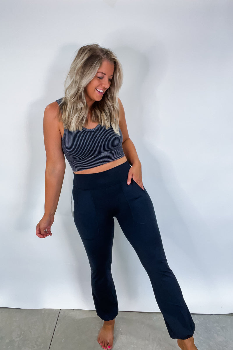 Venice Bubble Hem Leggings- Black