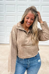 The Washed Weekend Pullover - Deep Camel