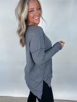 Winter Wonder Waffle Top - Charcoal