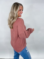 Cedar Wood Two Tone Otto Ribbed V-Neck Oversized Knit Top