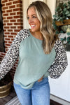 Wild & Cozy Waffle Top - Sage