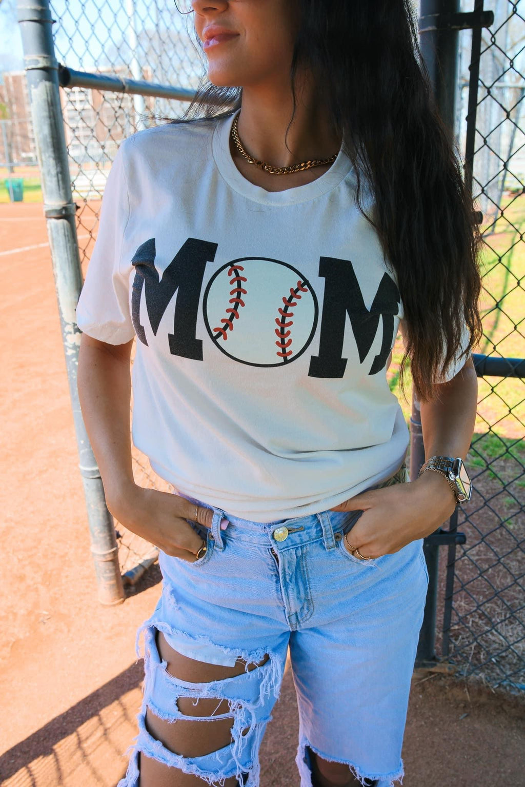 Baseball Mom - Vintage White