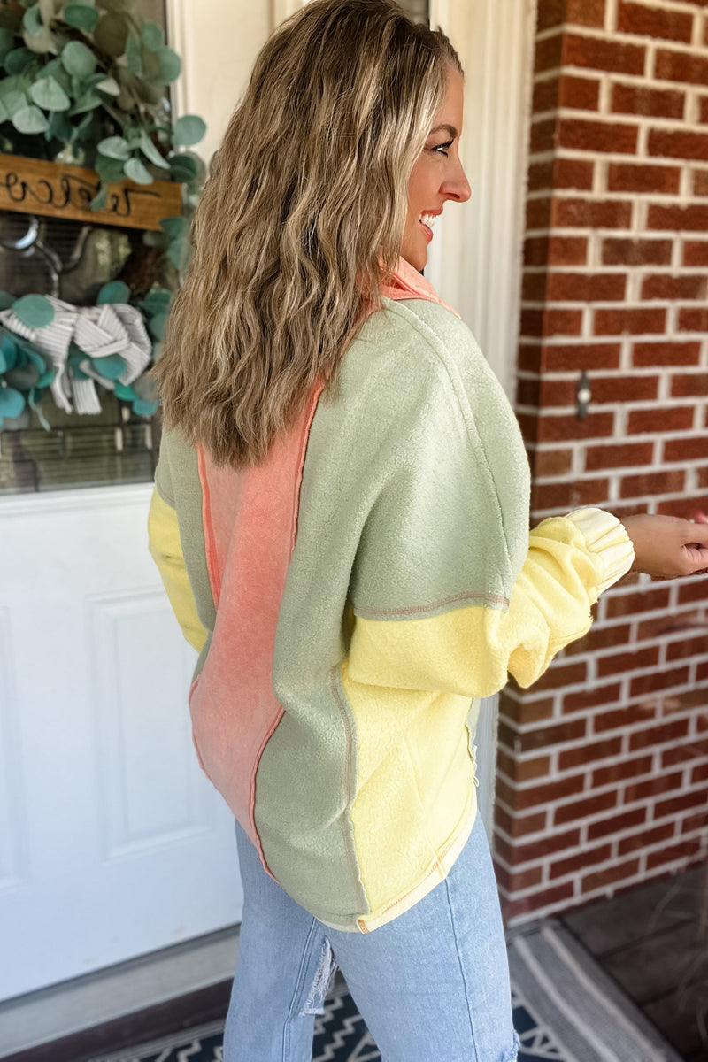 Sunset Sage Color Block Knit