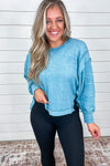 Brushed Hacci Oversized Sweater in Dusty Teal