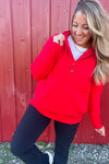 DOORBUSTER - Merry & Bright Button-Up Pullover - Ruby