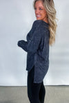 Long Sleeve Solid Knit Top - Charcoal