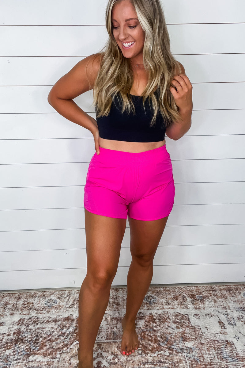 Stretchy Woven Shorts - {Black, Highlight Yellow, Pink}