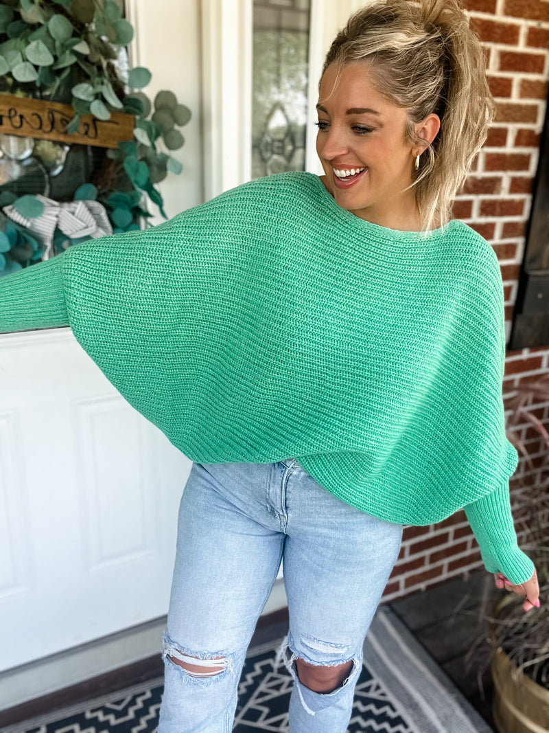 Evergreen Cozy Dolman Sweater - Green