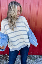 Stripe Multi Texture Sweater Top