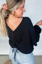 Linen Reversible Front & Back Top - Black