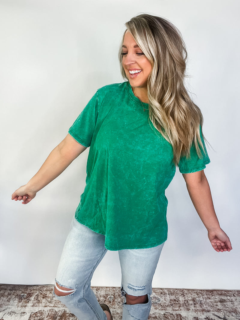 Washed Short-Sleeve Top - Kelly Green
