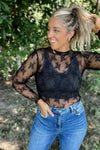 Lace Sheer Top - Black