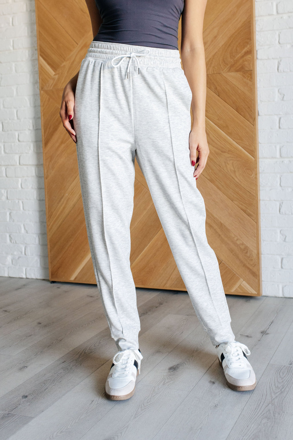 Center Seam Scuba Joggers in Heather Grey