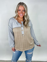 Cotton French Terry Knit - Gray & Beige