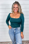 Loved By You - Square Neck Bodysuit {Black, Brown, Hunter Green}