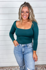 Loved By You - Square Neck Bodysuit {Black, Brown, Hunter Green}