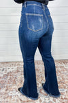 High Rise Vintage Frayed Hem Flare Jeans