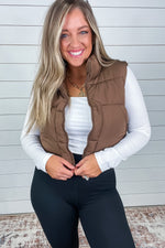Quilted Cropped Puffer Vest - Cocoa