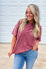French Terry Washed Tee - Cabernet